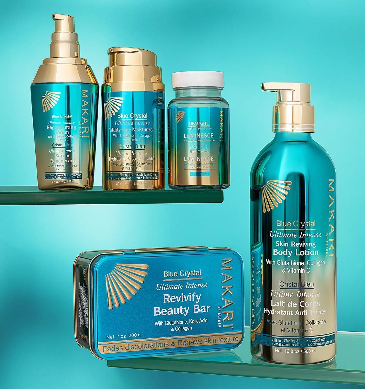 Makari Blue Crystal Regenerating Serum - Vitamin C Serum - Dark Spot Remover for Face Infused with Antioxidants, Glutathione, Vitamin E - 1.7 Oz image number 1