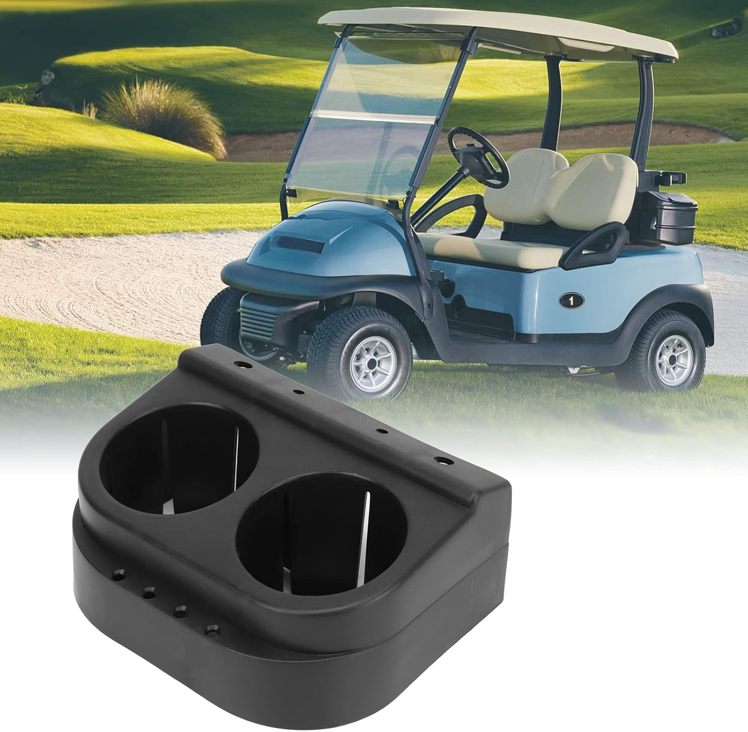 Portable Cart Cup Holder Kit OEM 1016811,101708301 Glossy Black Finish Cup Holder Set for Fit for DS Gas Electric 1993-Up Cart image number 1