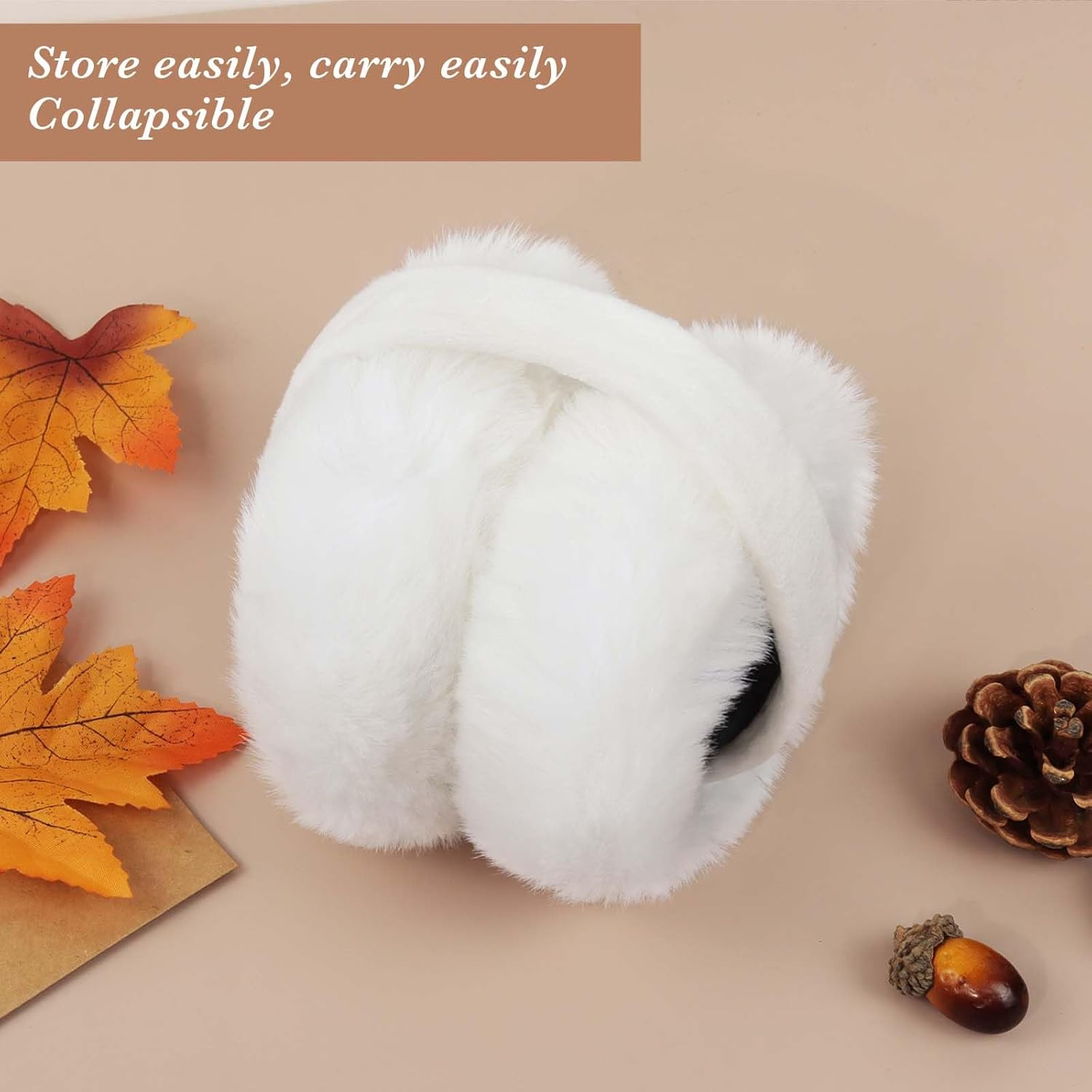 PROPOG Women'S Fleece Ear Warmers - White Earmuffs for Girls & Kids - Thermal Headband - Windproof Ear Covers for Cold Weather - Suitable for Outdoor Sports, Skiing, Walking & Winter Gift, White, One image number 1