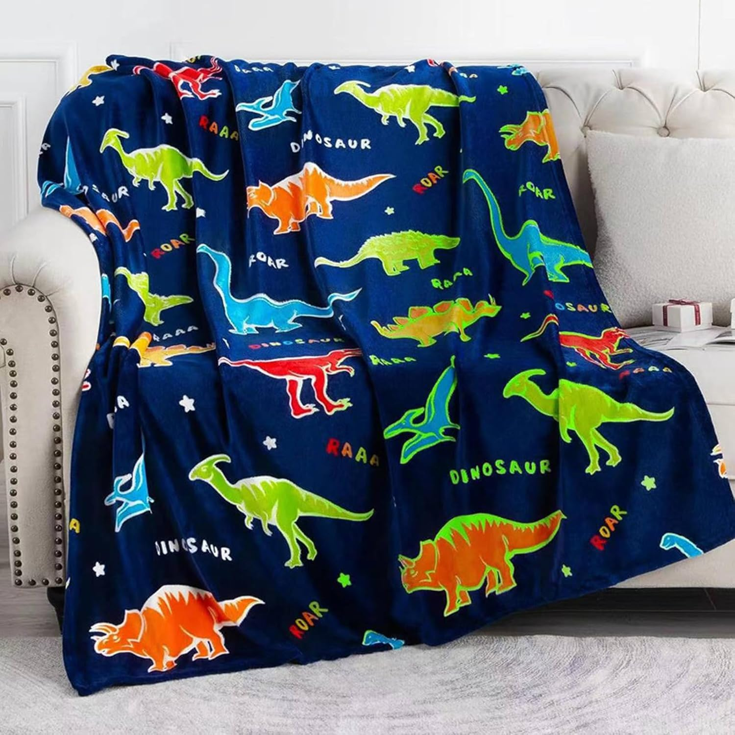Glowing Dinosaur Blanket in the Dark Ultra Soft and Comfortable Blanket Suitable for Home Decoration, Sofas, Beds, and Cars 50&ldquo;X60&rdquo; image number 1