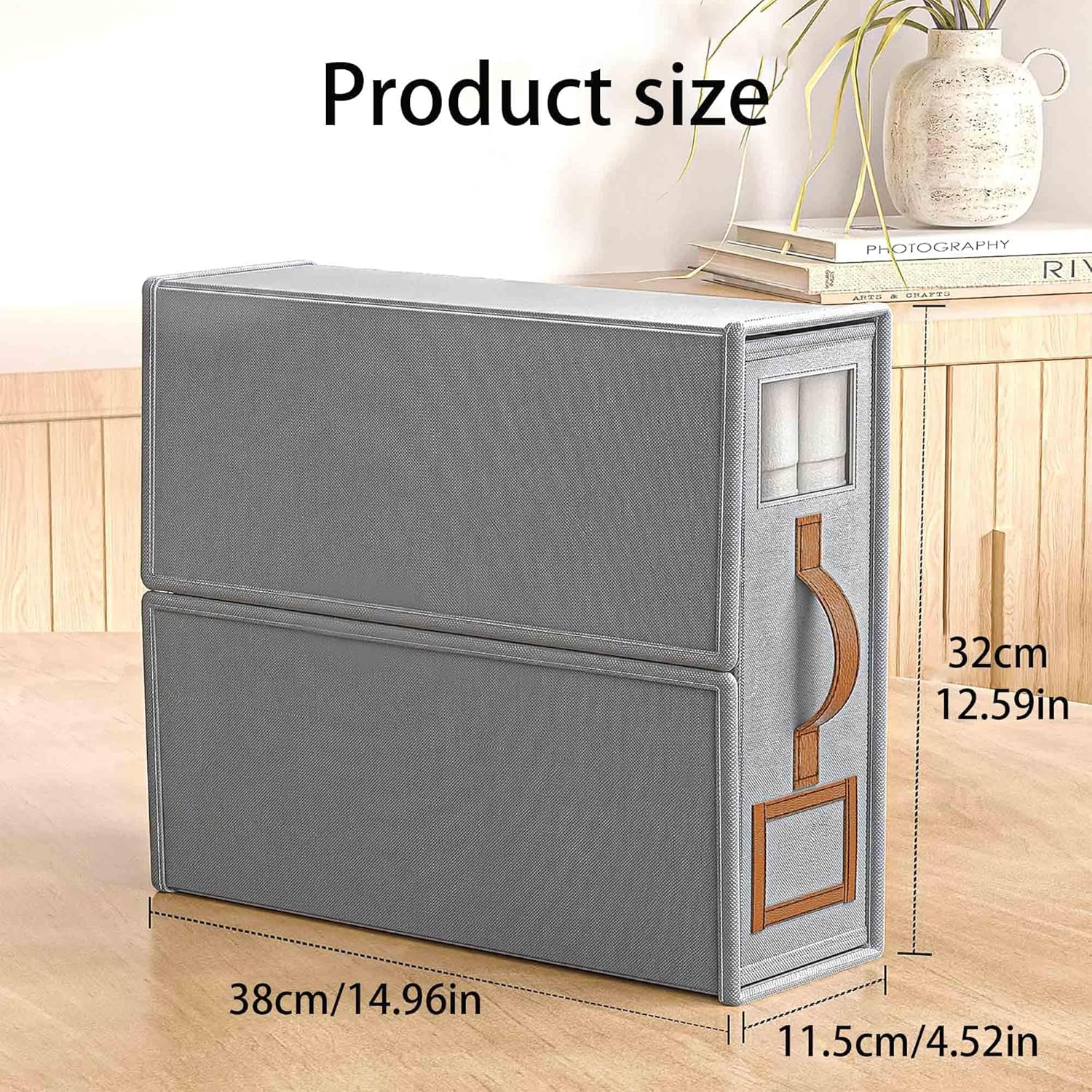 4 Pack Bed Sheet Organisers Box with Windows Foldable for Closets Wardrobe and Home Linen Storage (Grey) image number 3