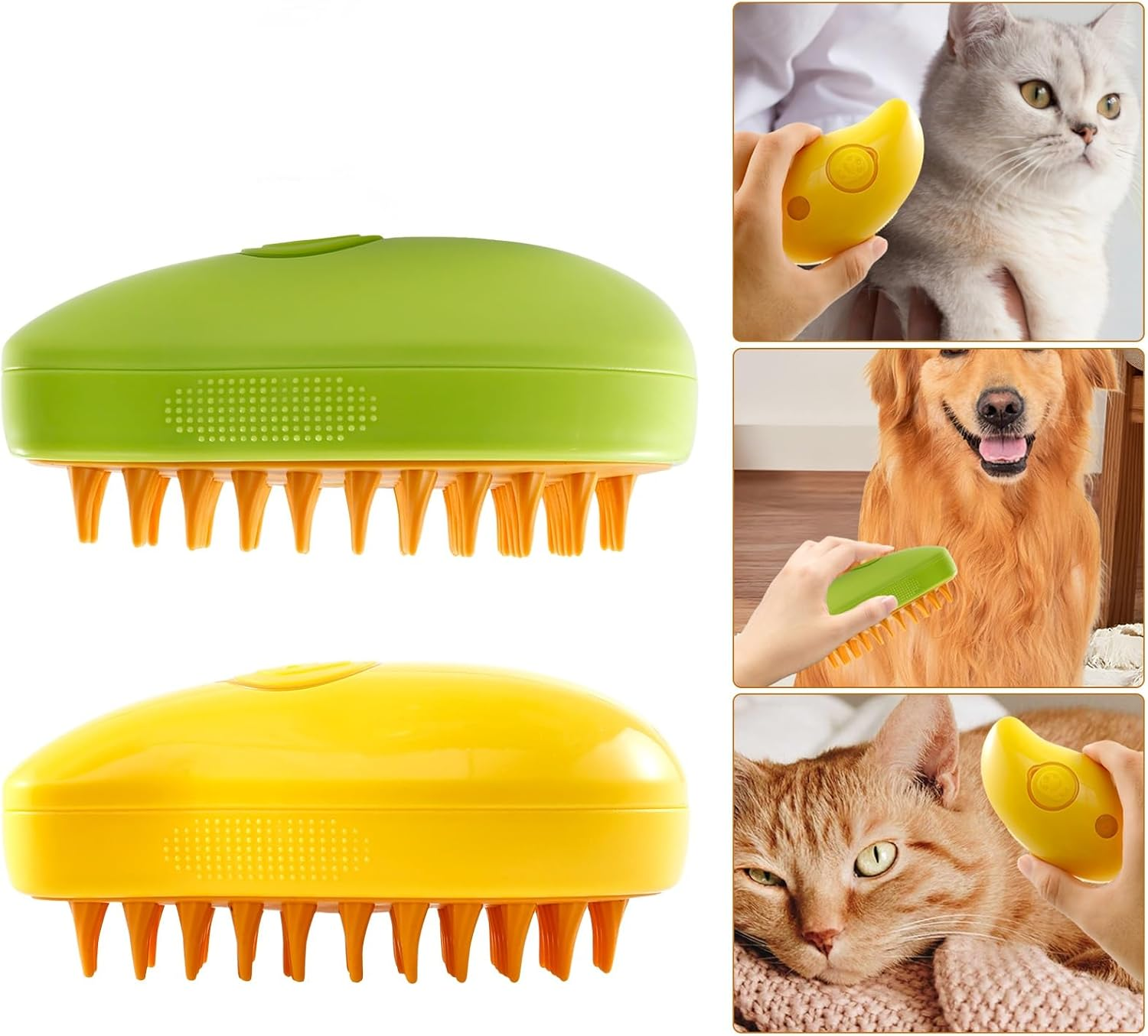 Spray Cat Brush for Shedding, 3 in 1 Cat Steamy Brush,Multifunctional Dog Steamer Brush with Water Tank ,USB Electric Spray Cat Hair Brush, Pet Massage Steamy Brush Grooming Brush,Anti-Flying Hair (Fresh Green)