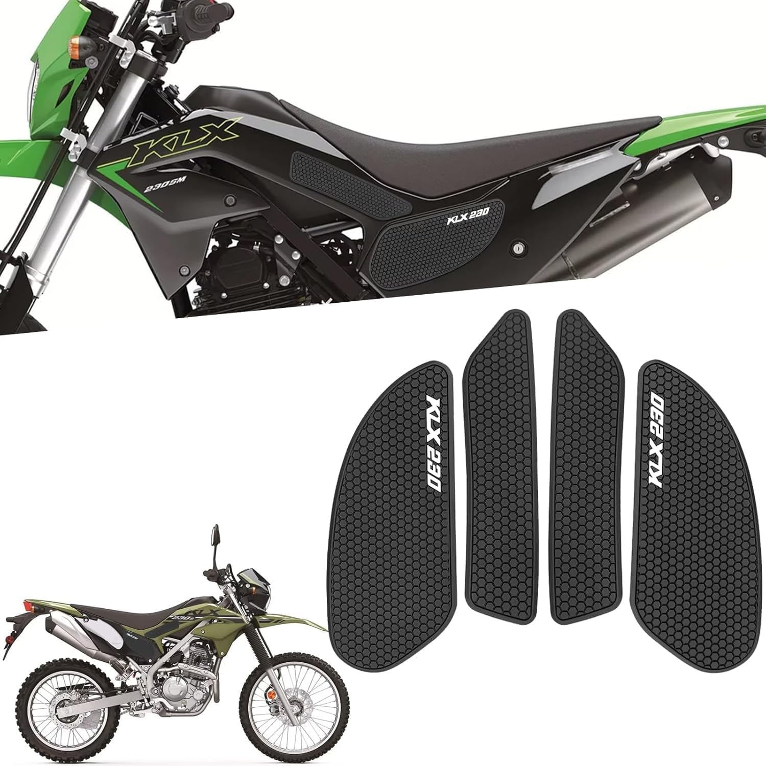 For KLX 230 S M KLX230S KLX230SM 2022 2023 Motorcycle Tank Pad Fuel Tank Sticker Accessories Fuel Tank Pad Anti-Slip Side Fuel Tank Pad Knee Pad Grip Pad image number 5