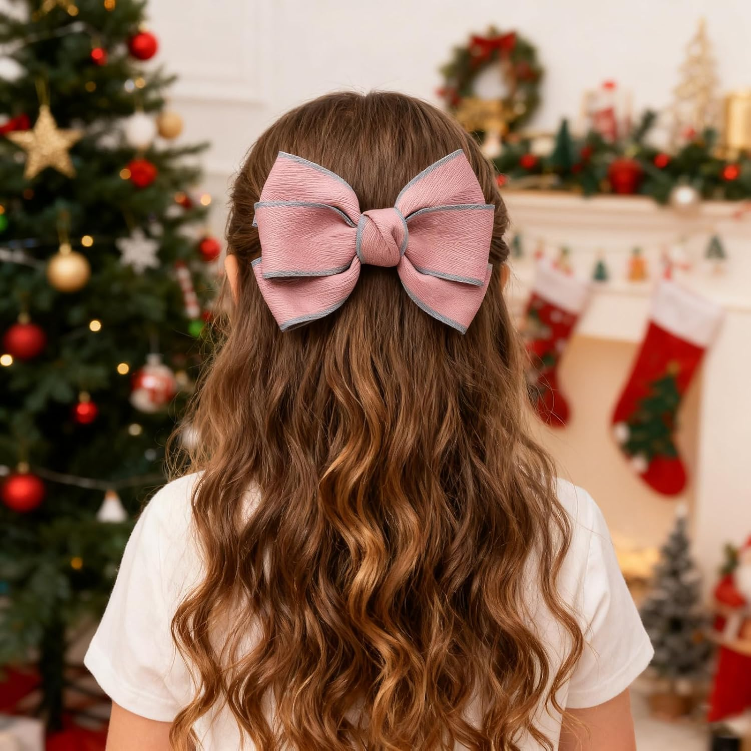 Pink Hair Bows for Women Bow Hair Clips Silky Satin Bow Clips Cute Hair Bow Clips French Hair Band Bow Prom Bows Hair Wedding Barrette Party Bowknot Hair Accessories