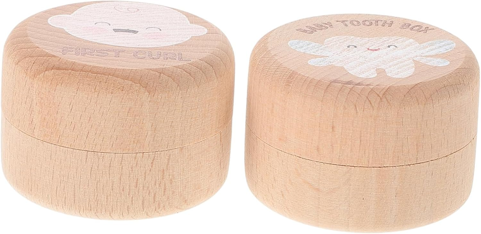 2Pcs Wooden Tooth Keepsake Box for Boys and Lost Teeth Cute Saver Container for Boys Girls Memorial Box image number 6