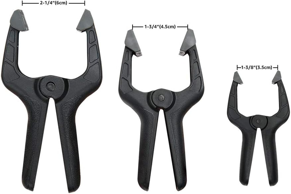 Amazon Basics 14-Piece Nylon Spring Clamp Set, 6 Pack of 12.7 to 0.63-Cm , 4 Pack of 10.6 to 1.2-Cm, 4 Pack of 15.2 to 1.2-Cm, Black/ Grey image number 3