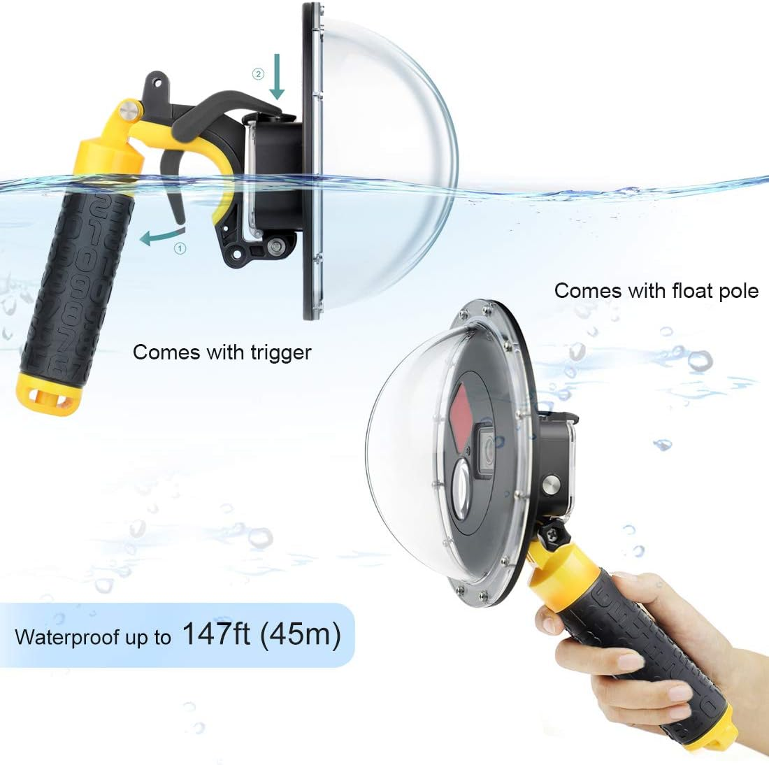 SOONSUN Dome Port for Gopro Hero 9 10 11 12 13 Black, Underwater Dome Lens with Waterproof Housing Case Built-In Switchable Red Filter, 10X Close-Up Macro Filter and Standard Mode