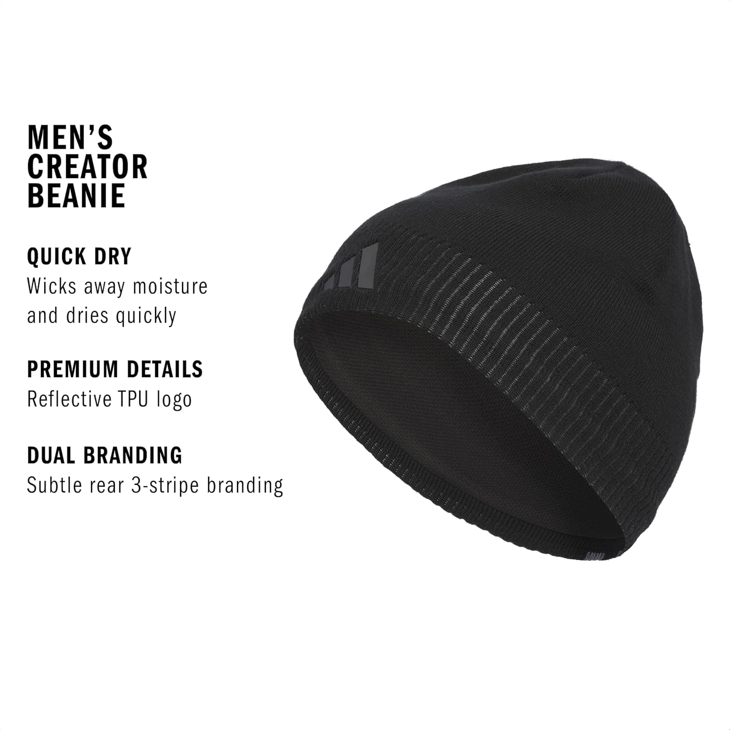 Adidas Mens Creator 3 Beanie &ndash; Skull Cap Winter Hat - Black/Carbon Grey/Onix Grey image number 4