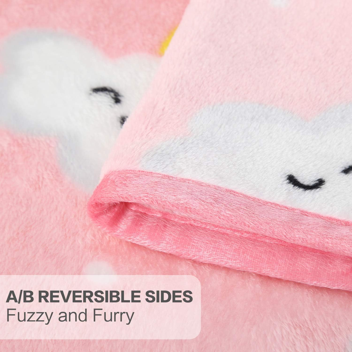 TILLYOU Toddler Flannel Blanket - Warm Cozy Baby Blanket for Boys and Girls, Smooth Cute Lightweight Blanket for Bedding Crib Stroller, 40X50 Inches, Pink Cloud image number 4
