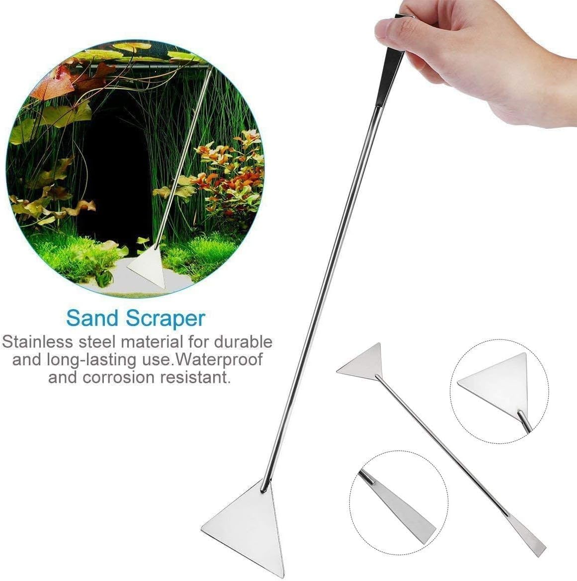 Lehom Aquatic Plant Tools 5 Pieces Aquarium Plant Tweezers Fish Tank Stainless Steel Plant Tool Set Aquarium Aquascaping Tweezers Scissors Substrate Spatula Kit