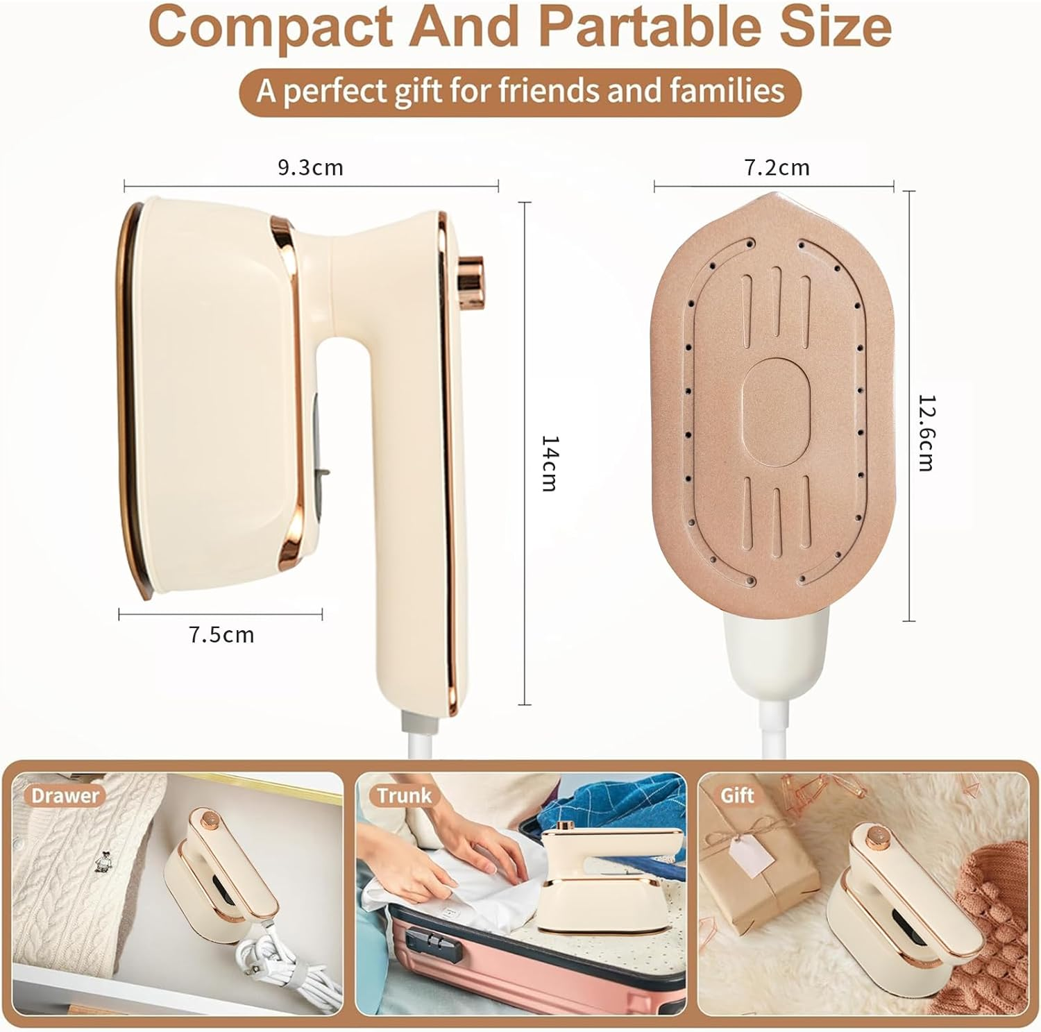 Yoawllty Garment Steamer, Mini Travel Iron, Handheld Portable Steamer for Clothes, Small Clothing Steamer, Steam Iron, Travel Essentials Gift image number 5