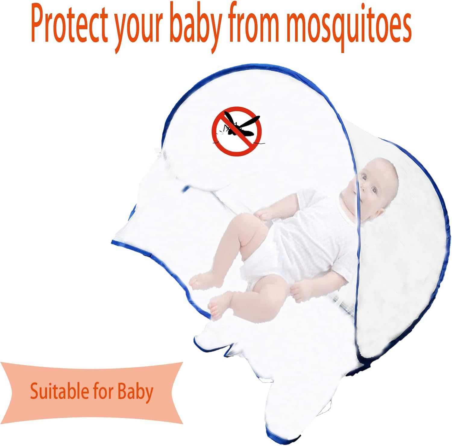 CMINGJ Portable Mosquito Head Net Foldable Pop-Up Travel Essentials Mosquito Net for Bed Free Installation-Large Size Suitable for Bedroom, Camping, Nap (Large) image number 5