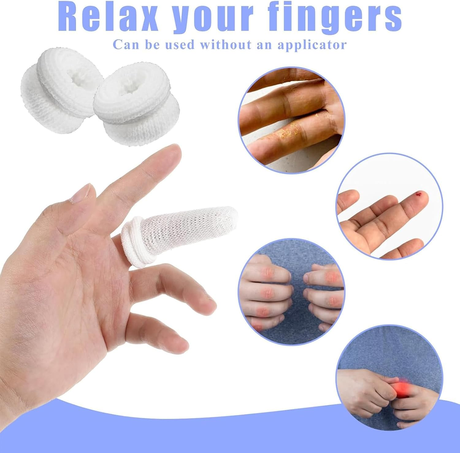 30 Pcs Tubular Finger Bandage Cots, Elastic & Breathable Fingers Protection, Cotton Finger Gauze for Wounds, Gardening, Sports, and Kitchen Use, White image number 5