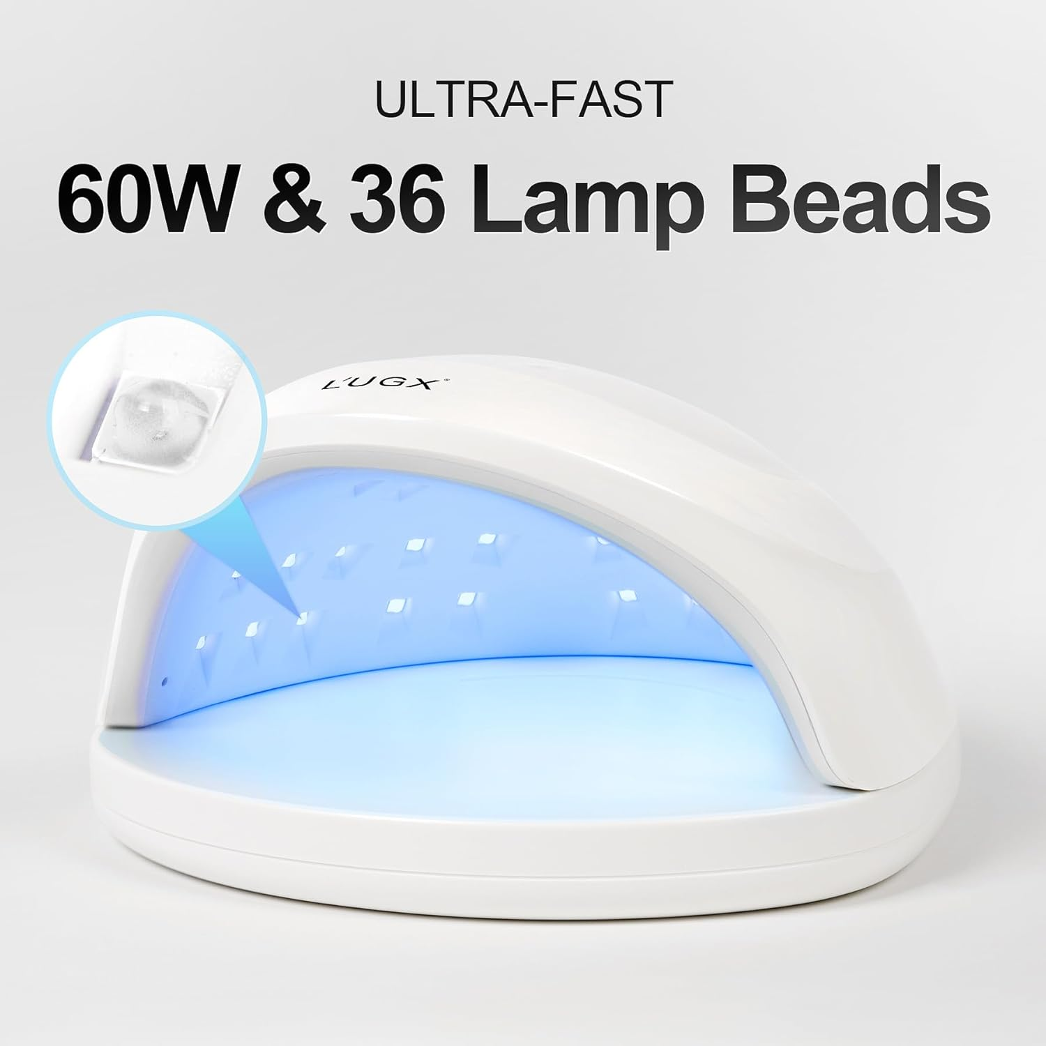 L'UGX Rechargeable UV LED Nail Lamp, 60W Nail Lamp Professional Nail Dryer with 4 Timer Setting, UV Light for Gel Nails, Perfect for Salon & Home image number 2