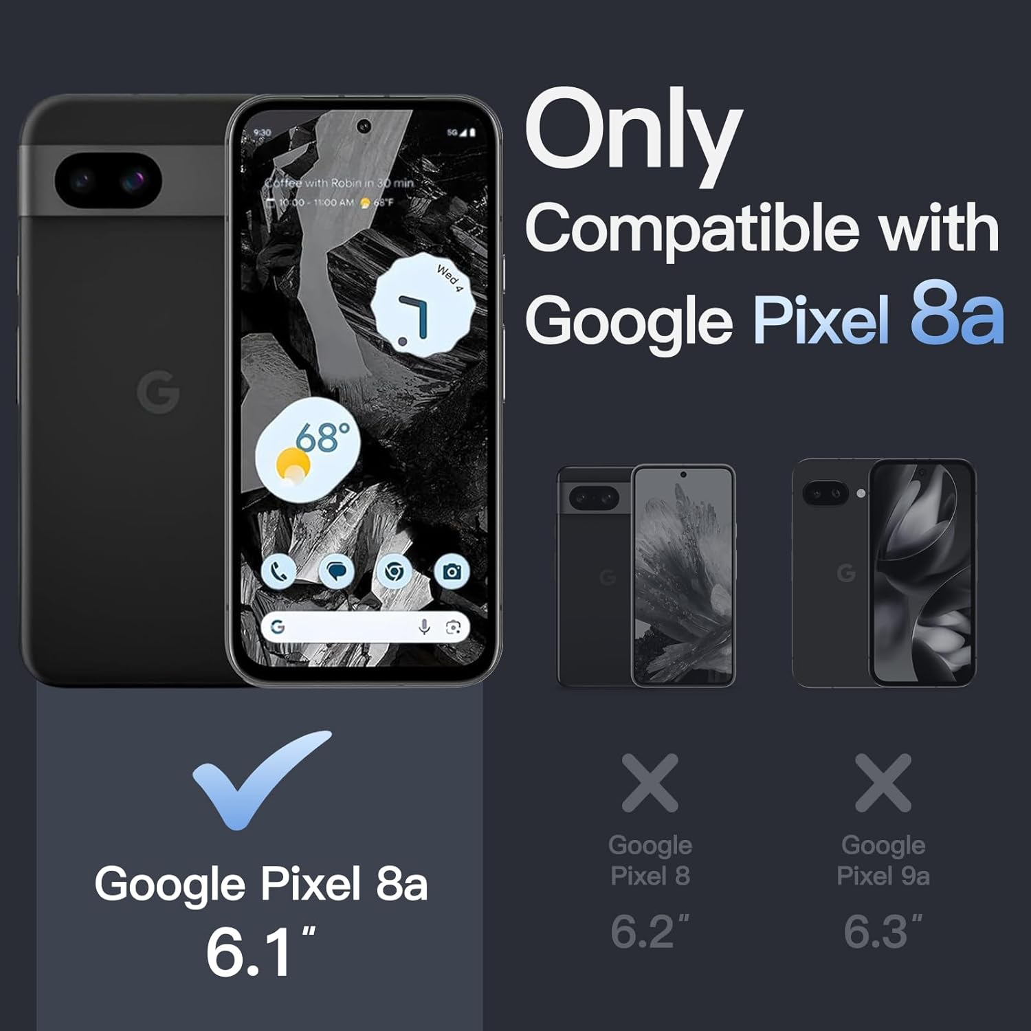 Jetech Case for Google Pixel 8A 6.1-Inch 2024, Non-Yellowing Shockproof Bumper Protective Phone Cover, Anti-Scratch Hard PC Back (Black) image number 5