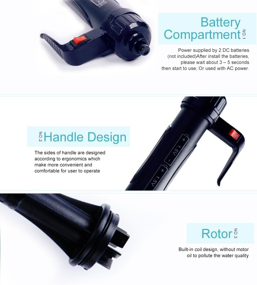 Electric Aquarium Vacuum Gravel Cleaner, Multifunction Fish Tank Cleaner Kit Gravel Vacuum, Syphon Operated Gravel Water Filter Cleaner Sand Washer for Automatic Wash Sand and Water Changer (Black) image number 3