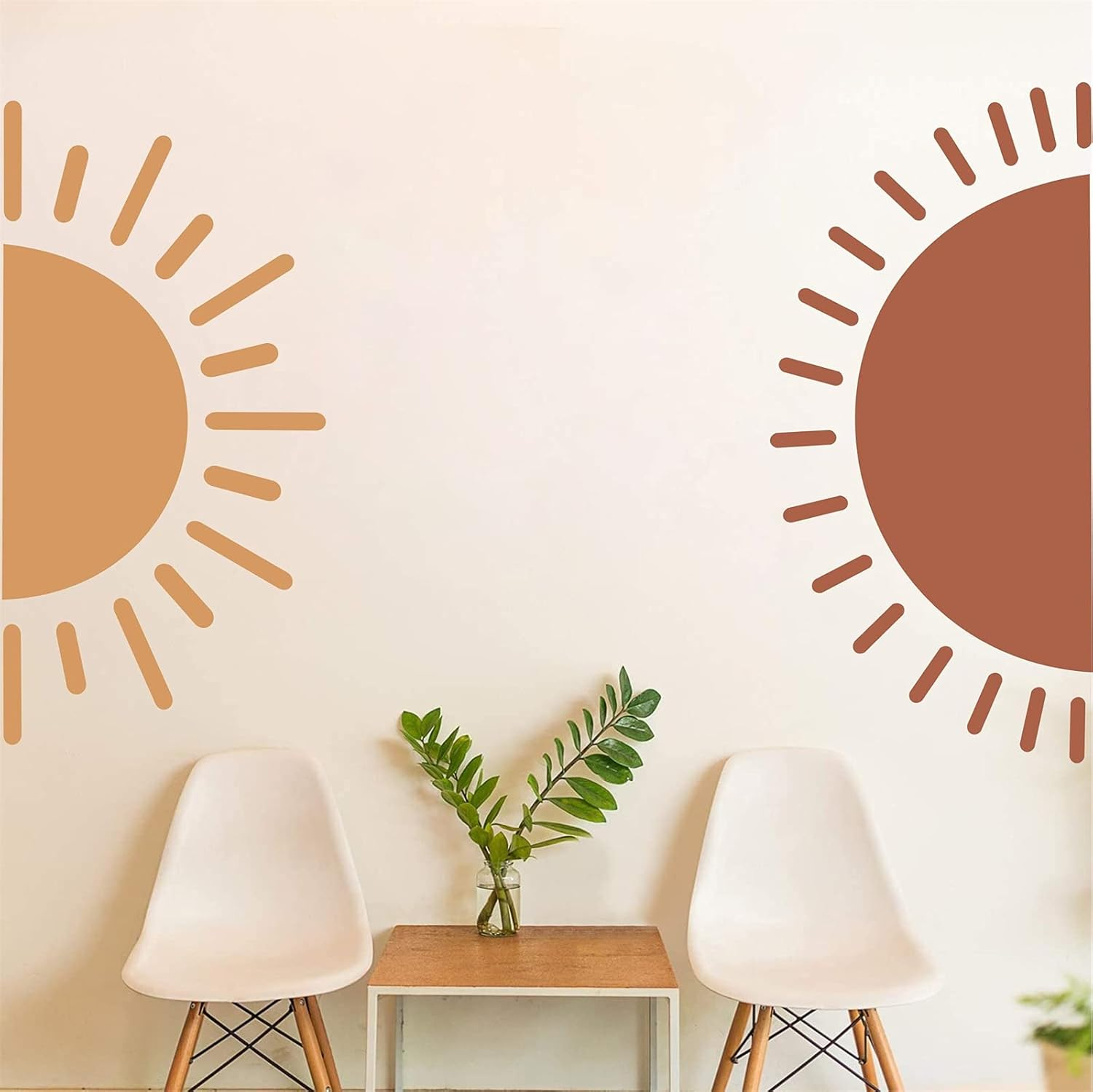 Half Sun Wall Decal Large Wall Decal Sunshine Wall Stickers Vinyl Wall Art Decals Removable Sun Decals for Walls Sunrise Sticker Peel and Stick Headboard Wall Decals for Nursery Kids Room Bedroom