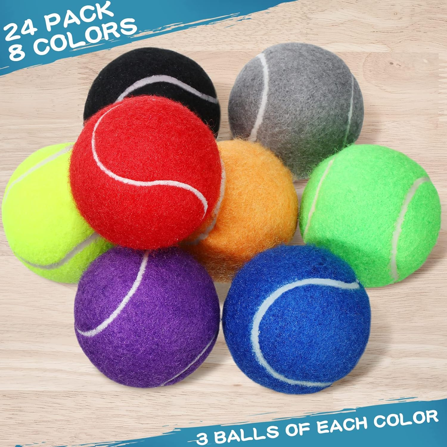 Yunsailing 24 Pack Dog Tennis Balls Pet 2.5'' Colored Mini Tennis Puppy Ball Toys for Large Medium and Small Dogs, Toy Ball for Training, Play Exercise and Fetch 8 Colors image number 1