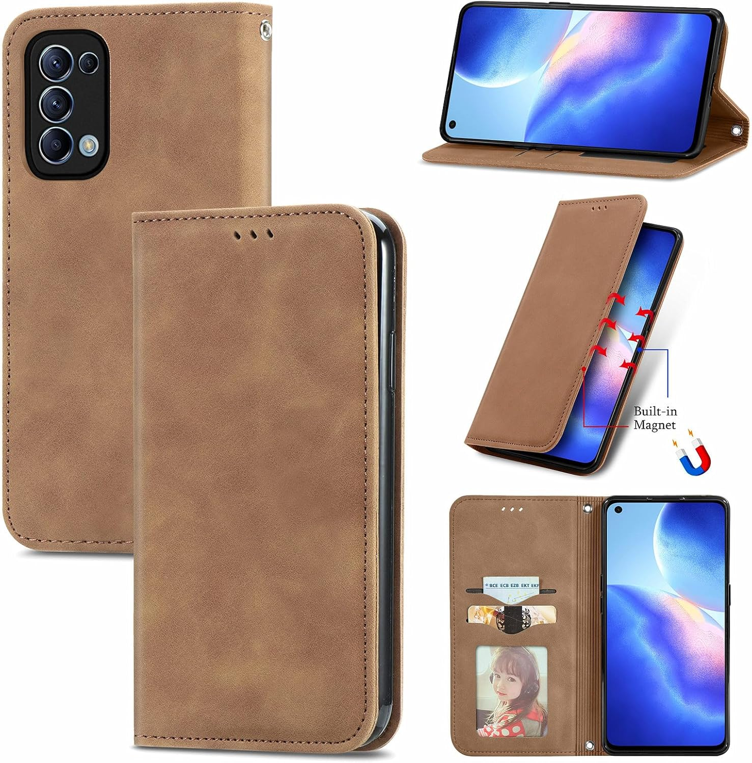 Cracedily Mobile Phone Case for Samsung Galaxy A21S Case, Flip Case Premium Leather Flip Case Magnetic Card Slot Stand Function Flip Case Protective Cover for Galaxy A21S, Teal Green