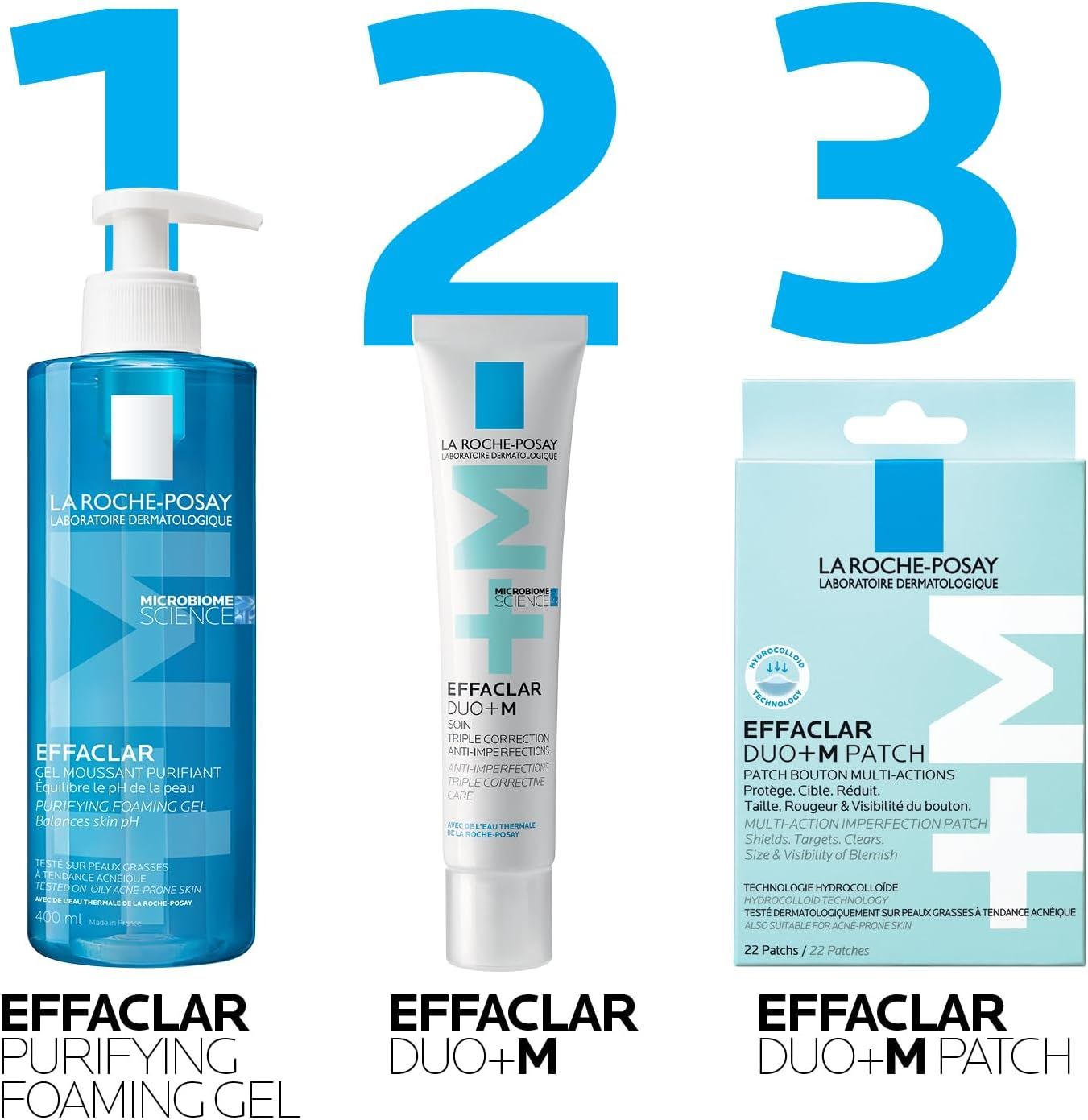 La Roche-Posay Effaclar DUO +M Multi-Target Blemish Spot Pimple Patches 22-Piece Set (Includes 12 Small + 10 Medium Size), Suits Acne-Prone Skin Visibly Reduce Size & Redness, Multiaction Imperfection Patch Shields + Targets + Clears image number 4