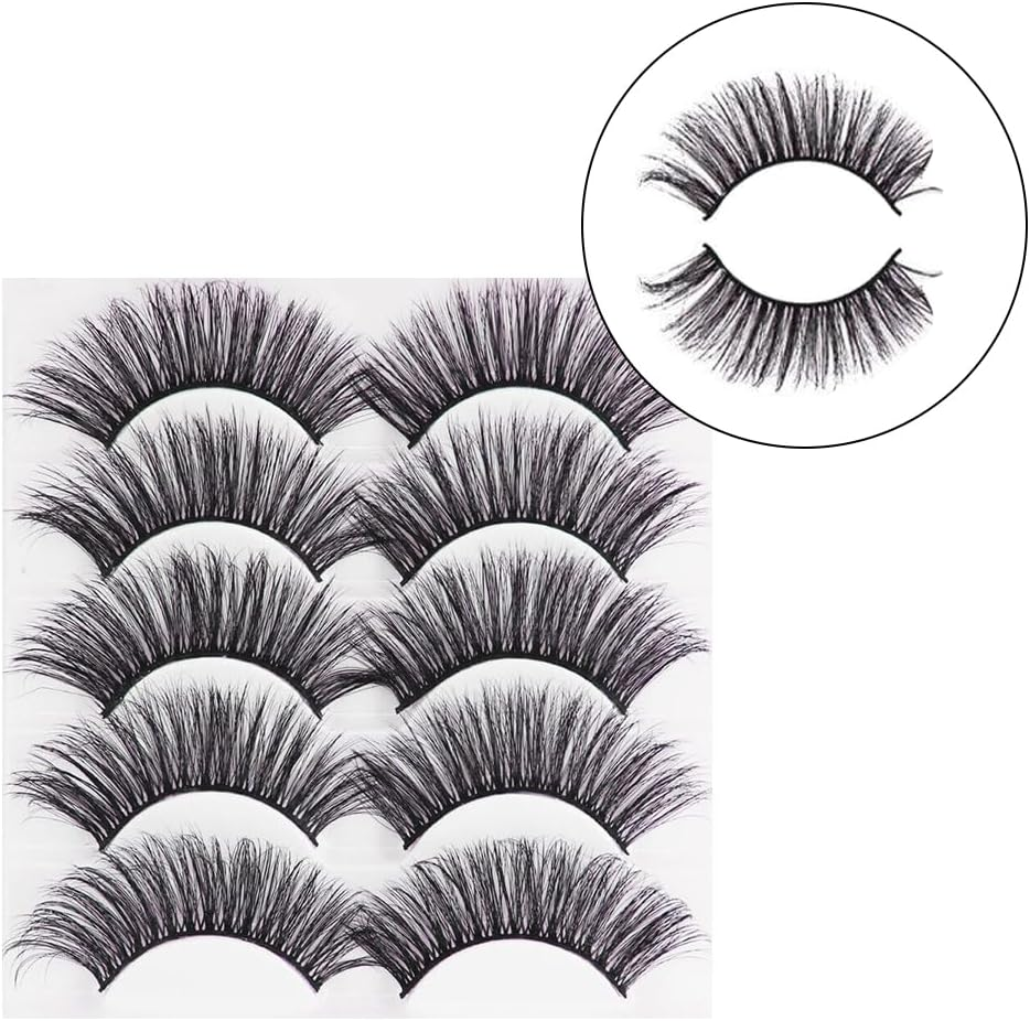 5 Pairs 3D Thick Mink Fake False Eyelashes Natural Long Wispy Makeup Lashes - Elevate Your Makeup Look for Parties and Everyday Wear