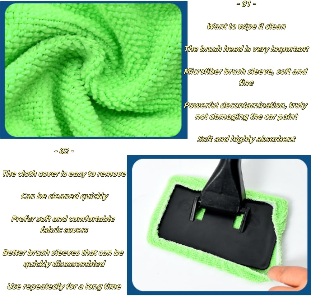 Jindizi 8Pcs Microfiber Car Window Cleaner Pads with 2 Handles,Car Windshield Cleaning Tool, Windshield Cleaning Tool image number 5
