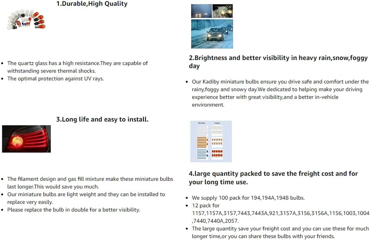 Kadiby 2 Pack 7443 Bulb 7443LL 7444 T20 W21/5W Brake/Tail/Turn Signal Light Bulbs Long Life Daytime Running Lamp(Drl) Fit for RAV4 CR-V Civic Pilot Tacoma Silverado 4Runner Altima Corolla image number 2