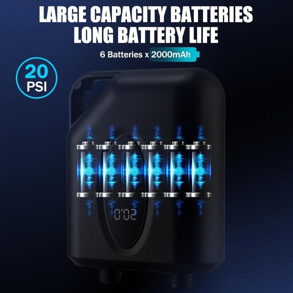 B-Qtech 12000Mah Electric Paddle Board Pump SUP Pump Rechargeable, 20PSI High Pressure with Dual Stage Inflator/Deflator, 12V DC Car Connector for Kayak, Wing, Tent, Boat image number 4