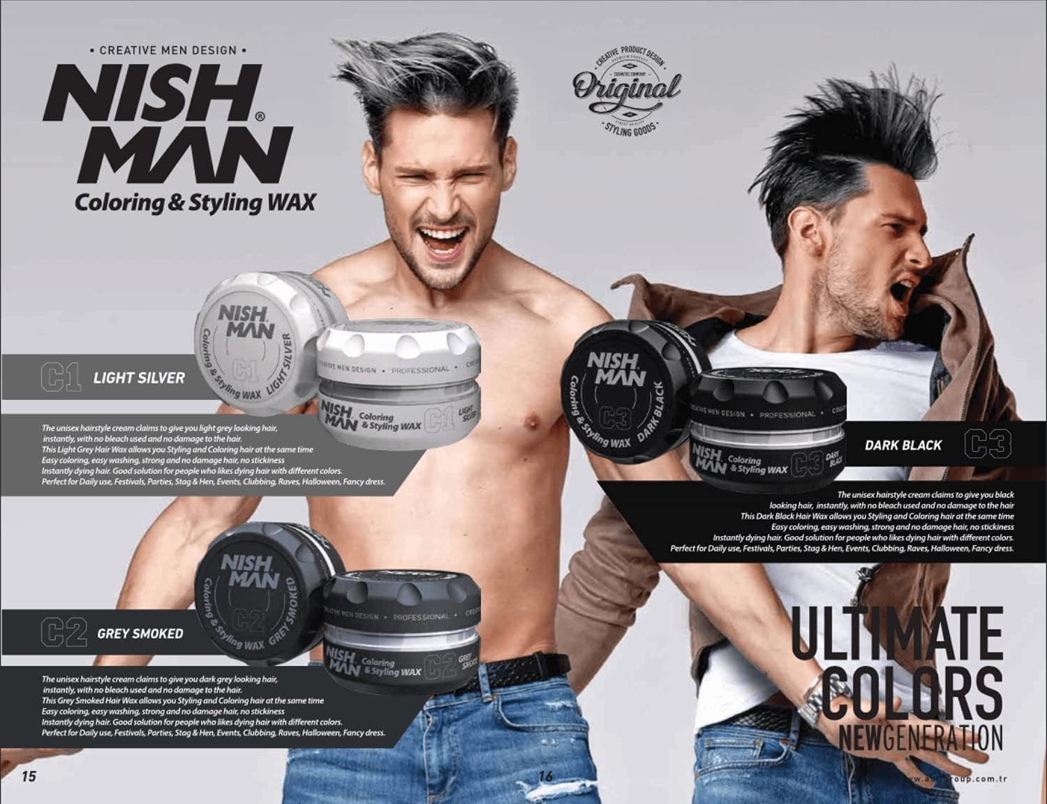 Nishman Hair Styling Series (C1 Coloring Colour Hair Styling Wax - Light Silver, 100Ml) image number 4