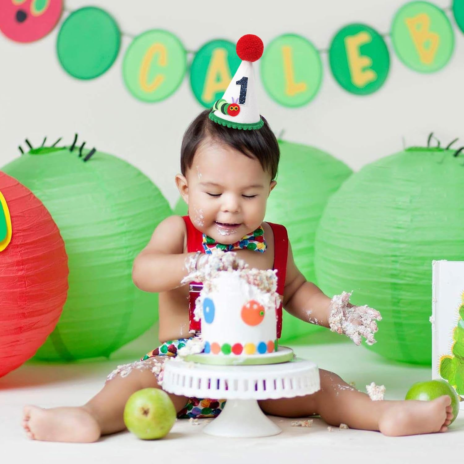 Agkvw Hungry Caterpillar 1St Birthday Hat - Hungry Hungry Caterpillar Party Decoration, First Birthday Crown for Boys, Cake Smash Crown, Green image number 6