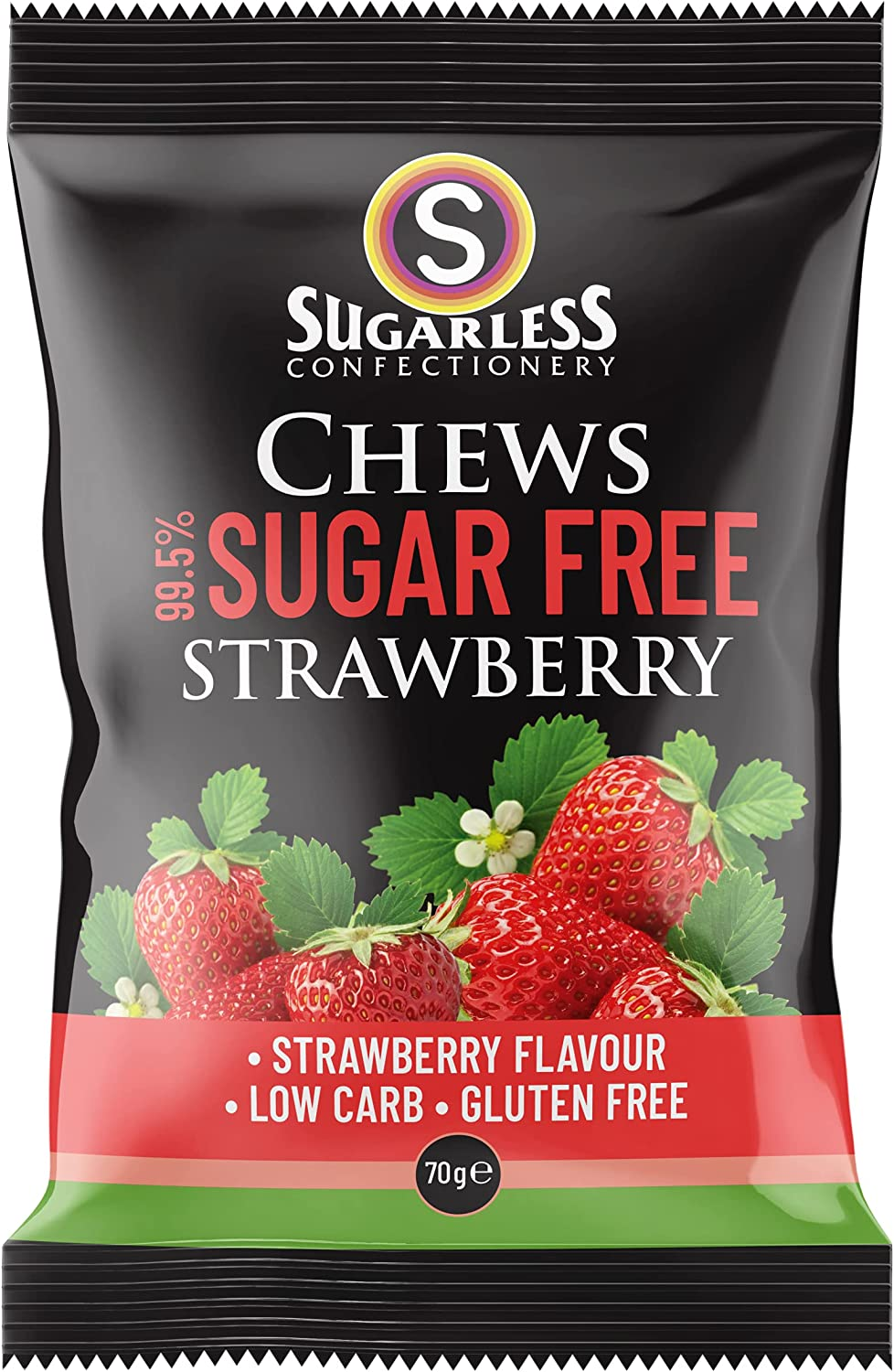 Sugarless Confectionery Strawberry Flavour Chews 70G image number 2