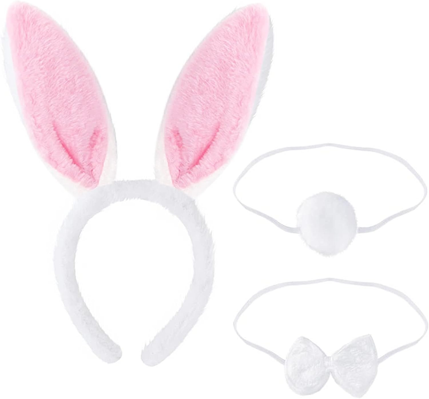 Aoozleny Bunny Rabbit Costume Set, Ears Headband Bow Ties Tail Set for Halloween Christmas Cosplay Party Costume Assesories