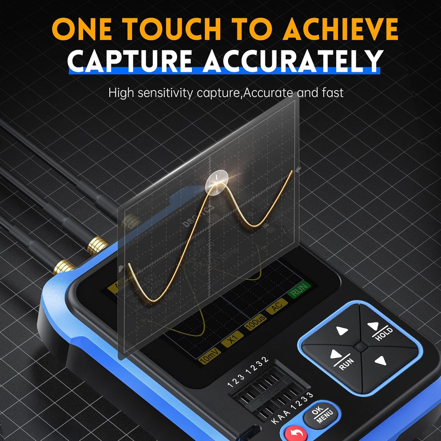 Handheld Digital Oscilloscope, 3 in 1 Handheld Oscilloscope Multimeter with 500Khz Bandwidth, 10Msa/S Sampling Rate, 2.4Inch TFT LED Screen Portable Digital Oscilloscope Kit (High Configuration)