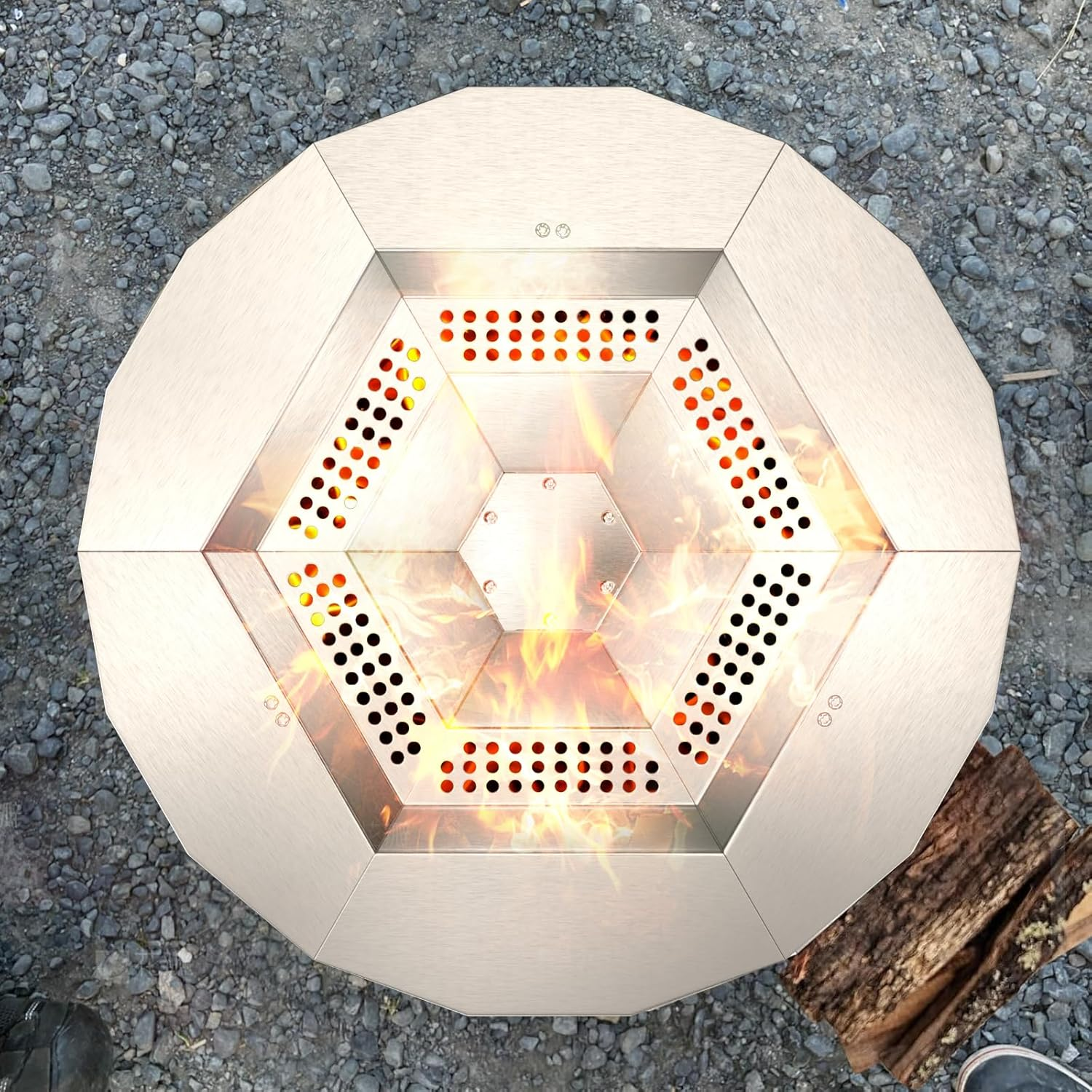 Heat Deflector for Solo Stove Bonfire 19.5", 304 Stainless Steel Portable Heat Diffuser with Handle&Leg Accessory for Bonfire Fire Pit Captures/Redirects Warmth for Solo Stove Accessories