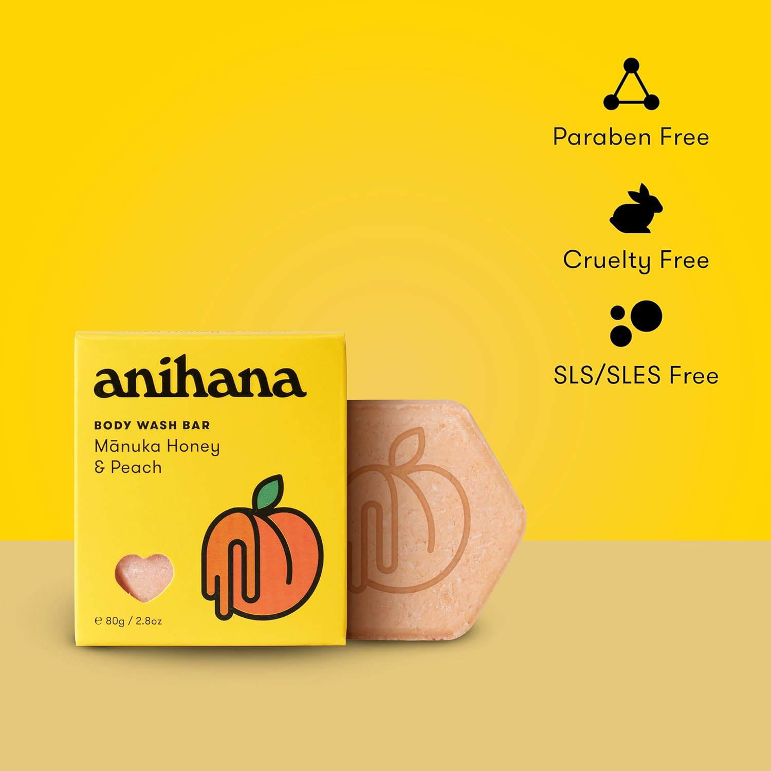 Anihana Peach and Honey Solid Shower Bar 80 G image number 2
