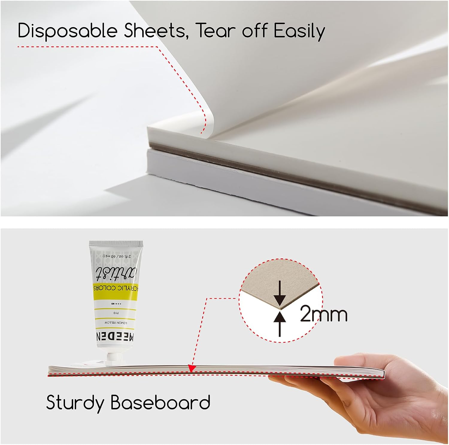 MEEDEN Artist Palette Paper Pad: 12''X16'', 40 Sheets (80Lb/120Gsm) Paint Palette Paper - Disposable Color Mixing Paper for Acrylic Watercolor Oil Painting image number 1