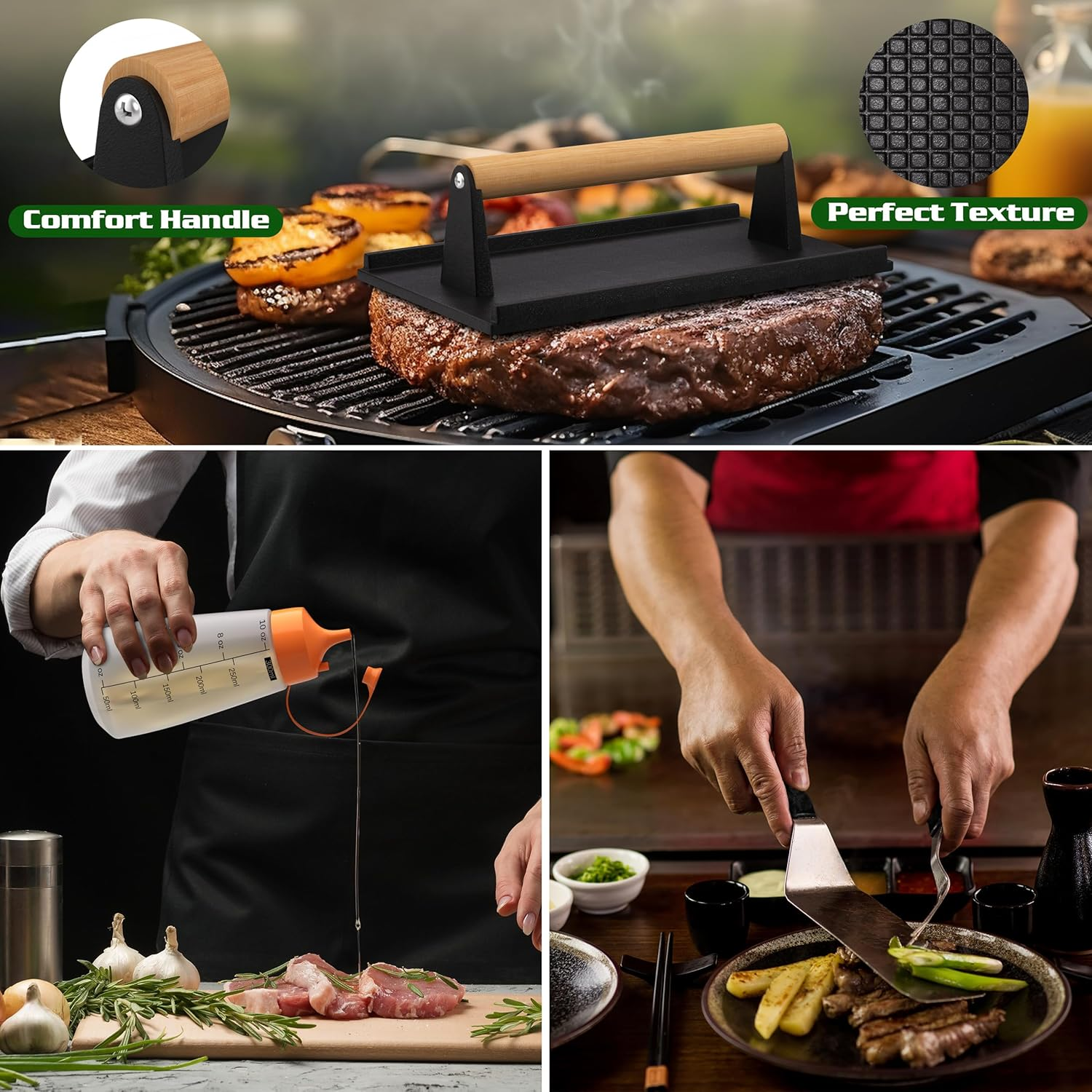 120 Pcs Griddle Accessories Kit, Griddle Accessories for Blackstone - Perfect Flat Top Grilling Accessories, Professional round Melting Dome with Cast Iron Smash Burger Press for Barbecue. image number 3