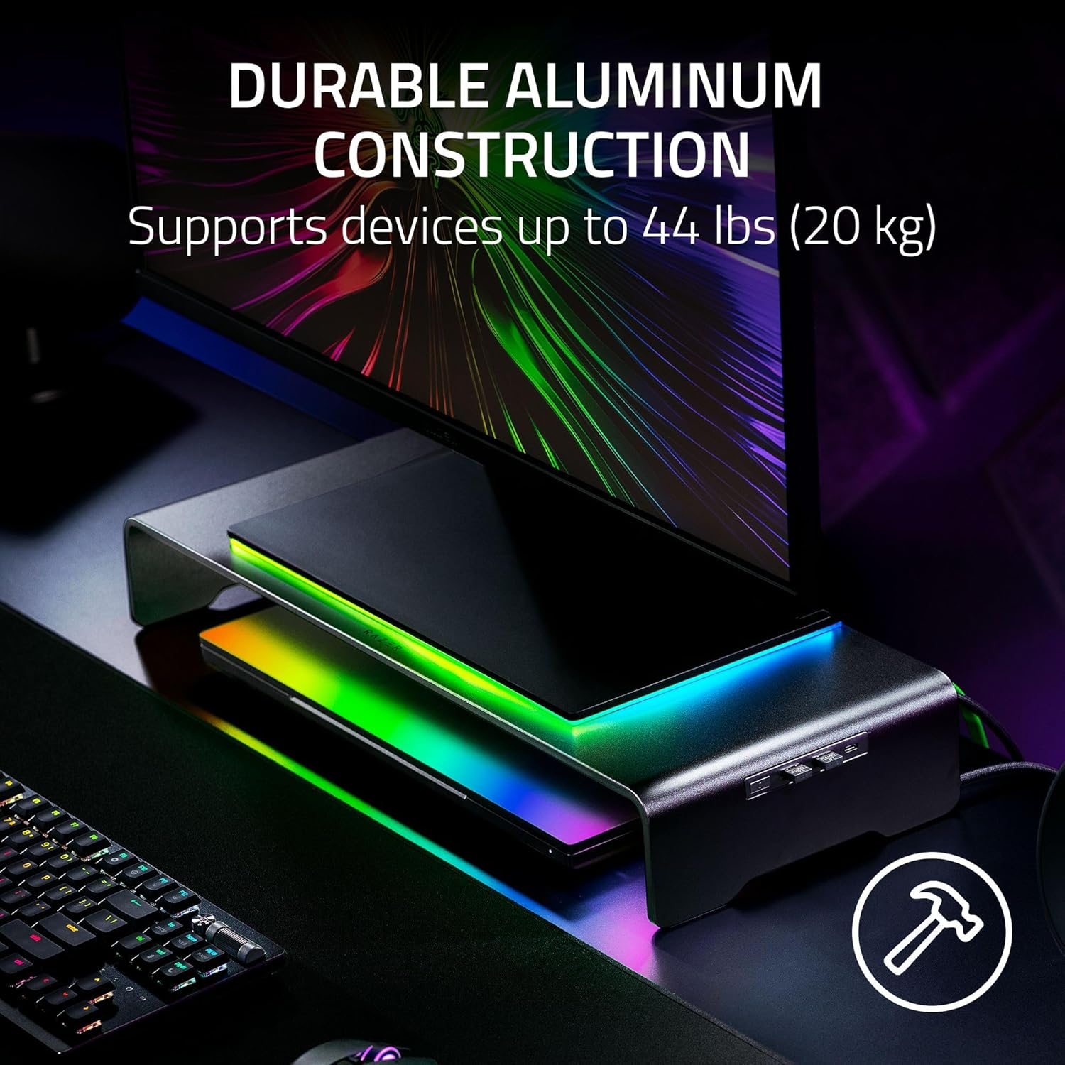 Razer Monitor Stand Chroma - Aluminum Monitor Stand with 4-Port USB C Hub image number 3