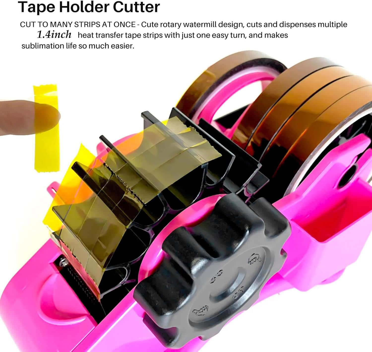 Heat Tape Dispenser, Multiple Roll Cut Heat Tape Dispenser Sublimation to Precut 1.4'' Pieces for Heat Press, 1+3'' Core, Semi-Automatic Heat Transfer Tape Dispenser with Compartment Slots (Navy Blue) image number 2