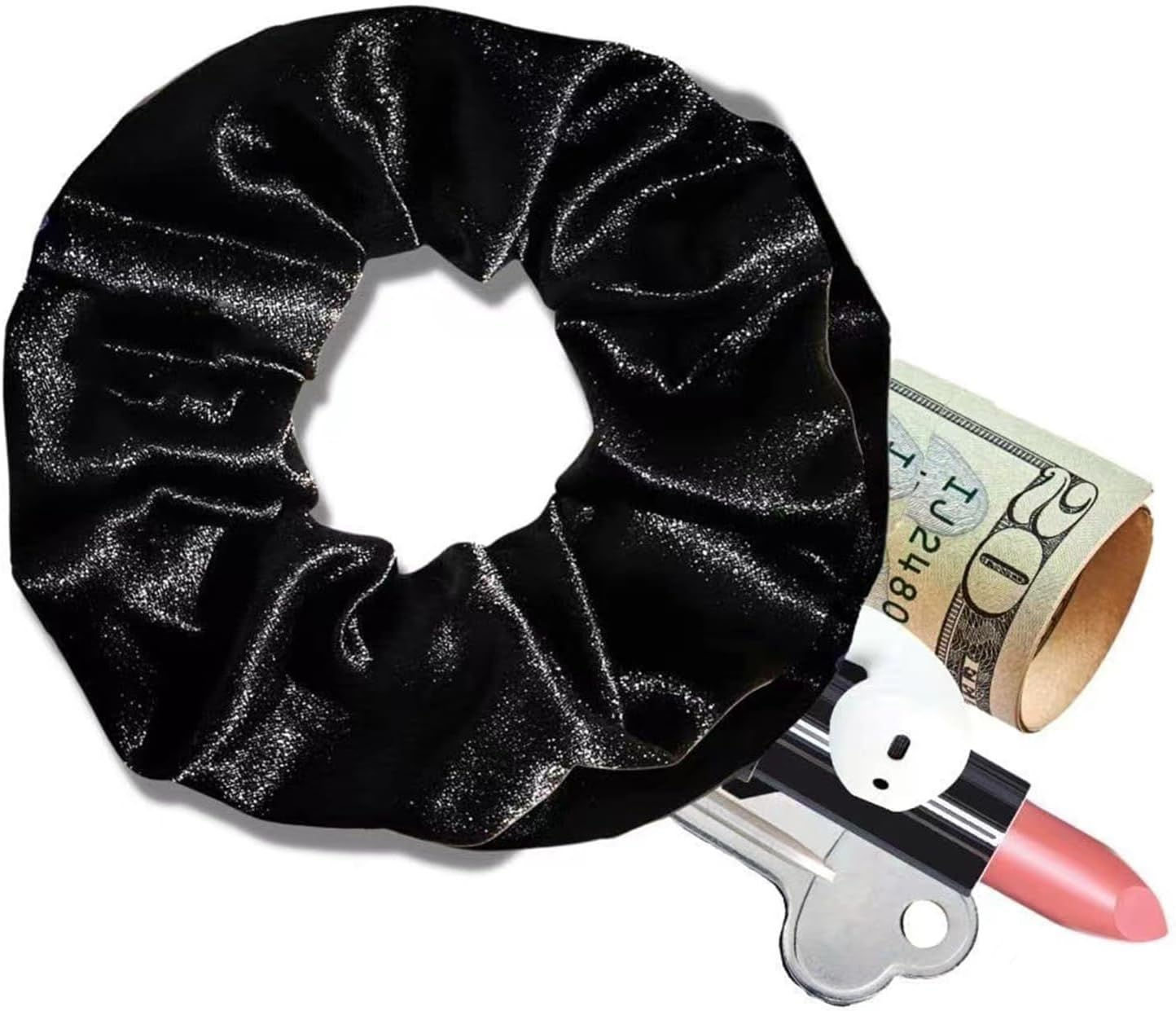 Pack of 12 Scrunchies for Women, Velvet Scrunchies, Premium Elastic Thick Bands, Comes with Hidden Zip Pocket, Women for Girls, Hair Accessories image number 1