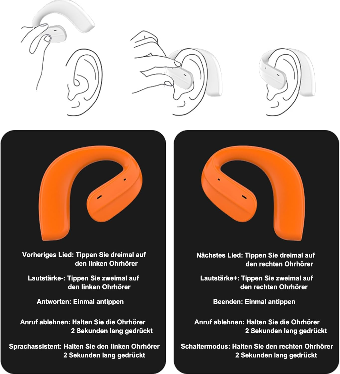 Xmenha Open Ear Bone Conduction Wireless Sports Headphones with Air Line, Bluetooth 5.4, White image number 1