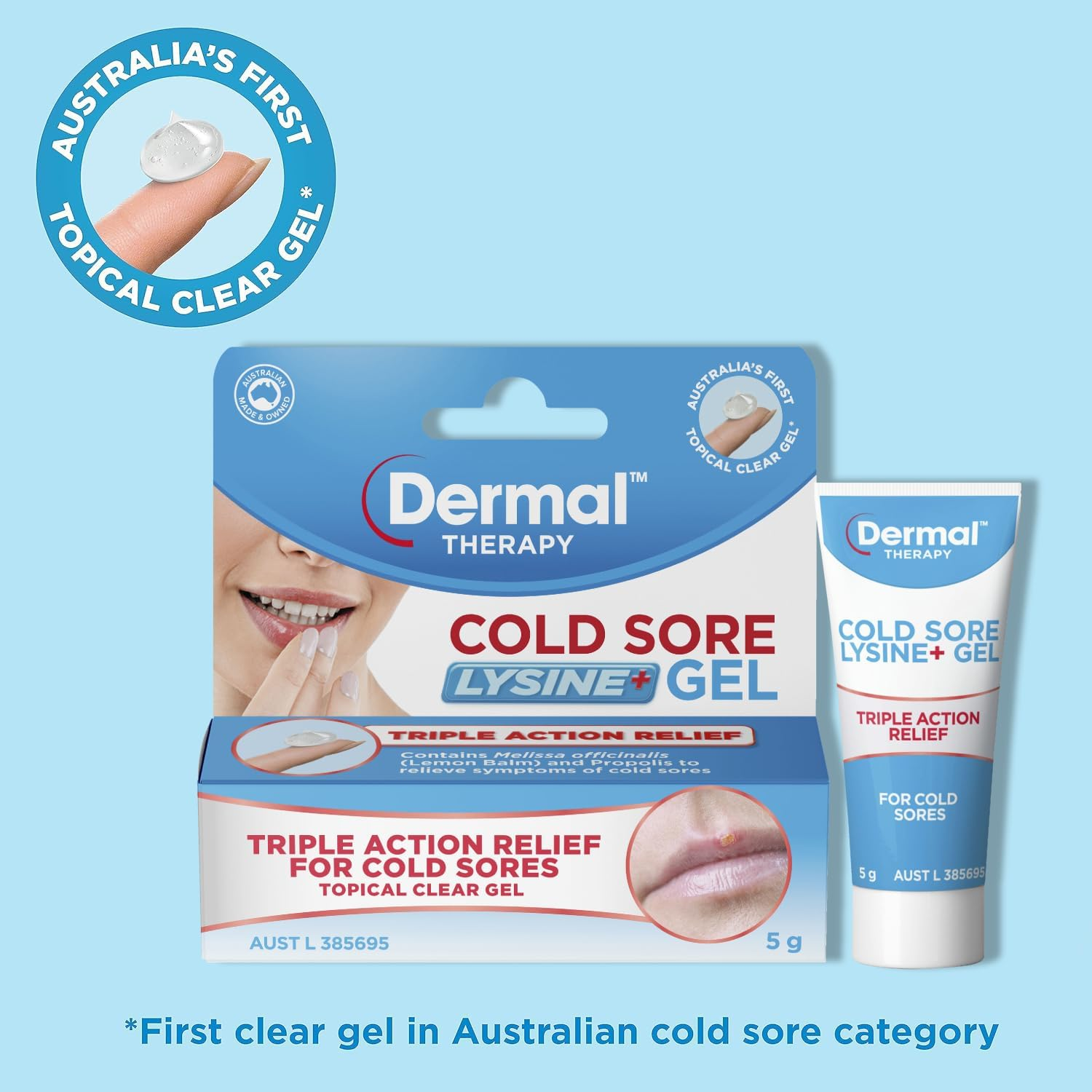 Dermal Therapy Cold Sore Lysine+ Gel | Topical Clear Gel to Relieve Symptoms of Cold Sores | 5G