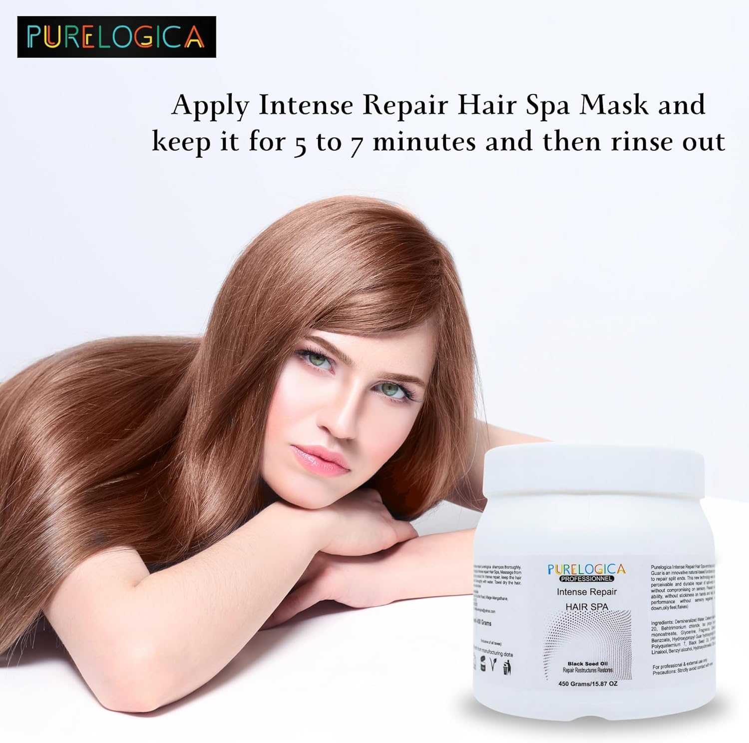 Purelogica Professional Intense Repair Home Spa Hair Mask for Hair and Scalp Generative Intense Repair, Hydration and Build Intense Strength to Cortex & Moisturise Hair Shaft for Men & Women - 450Gm image number 5
