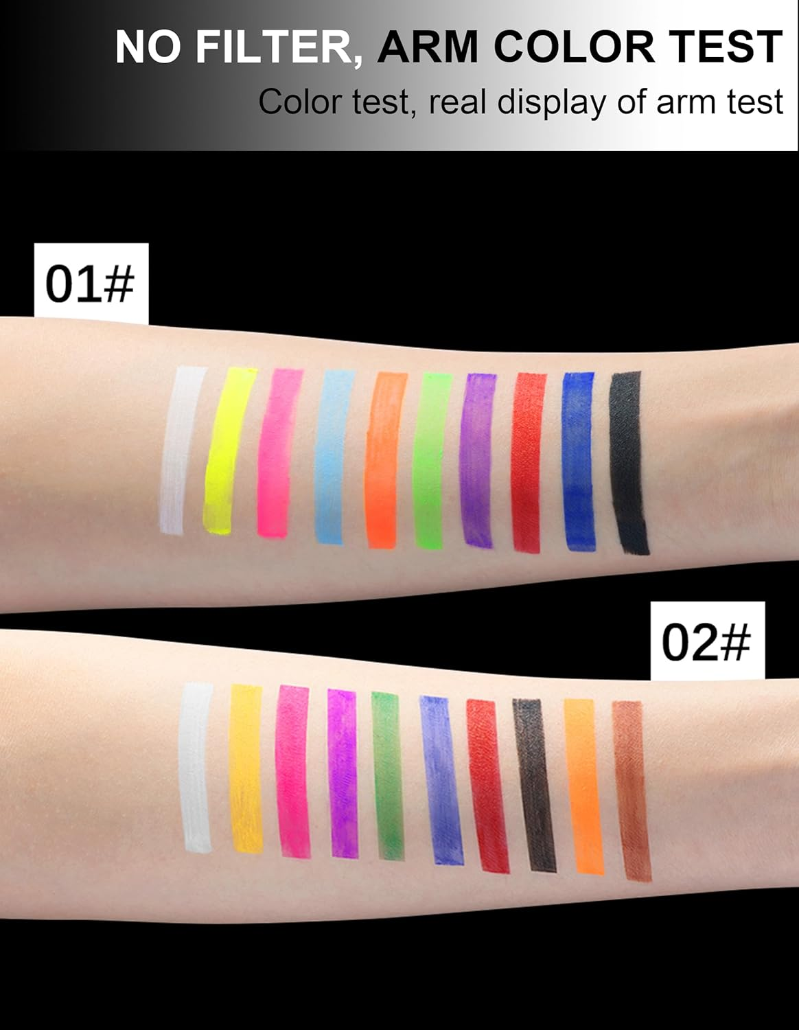 Erinde Professional Face Body Paint Palette, 10 Colors Vibrant Safe for Adults, Water-Based Highly Pigmented Makeup Kit for Halloween, Cosplay, Festivals, Long Lasting Easy Wash off 2# image number 2