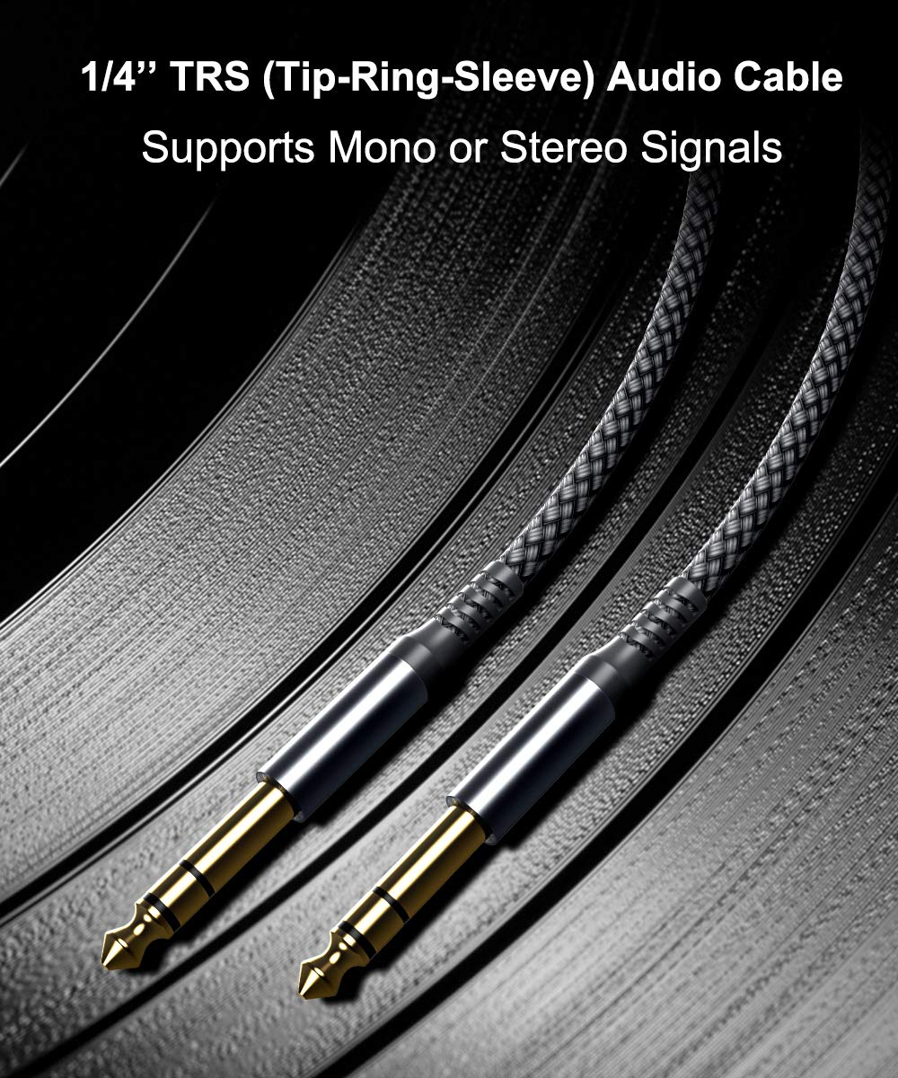 Elebase 1/4 Inch TRS Instrument Cable 3M 2-Pack,Straight 6.35Mm Male Jack Stereo Audio Interconnect Cord,6.35 Mm Balanced Line for Electric Guitar,Bass,Keyboard,Mixer,Amplifier,Amp,Speaker,Equalizer image number 3