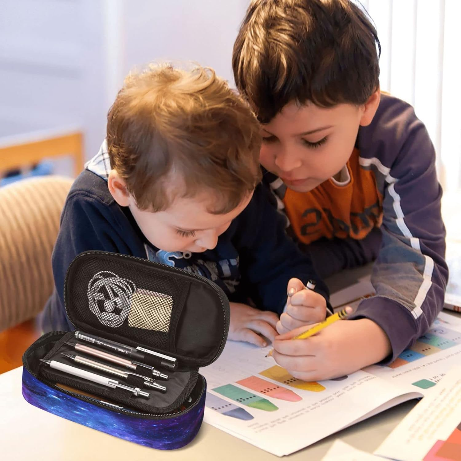 Large Capacity Pencil Case Organizer Universe Space Galaxy Nebula Zipper Pencil Pouch Bag for Girls Boys Teens Adults School Office Storage Bag Pencil Holder Students Stationery Bag Makeup Bag, image number 3