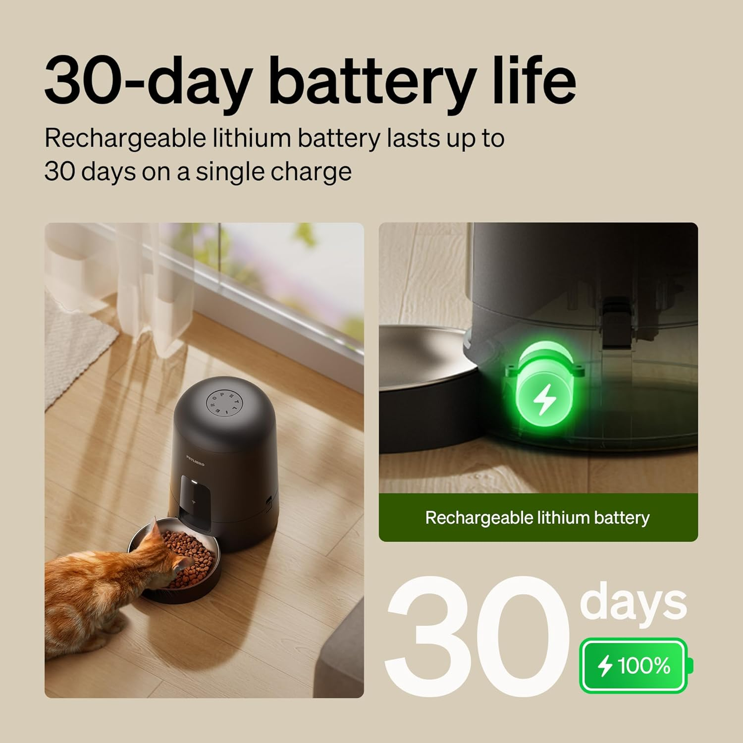 PETLIBRO Automatic Cat Feeder, Wi-Fi Rechargeable Cats Food Dispenser Battery-Operated with 30-Day Life, AIR 2.4G Wi-Fi Timed Pet Feeder for Cats & Dogs, 2L Auto Cat Feeder, Black