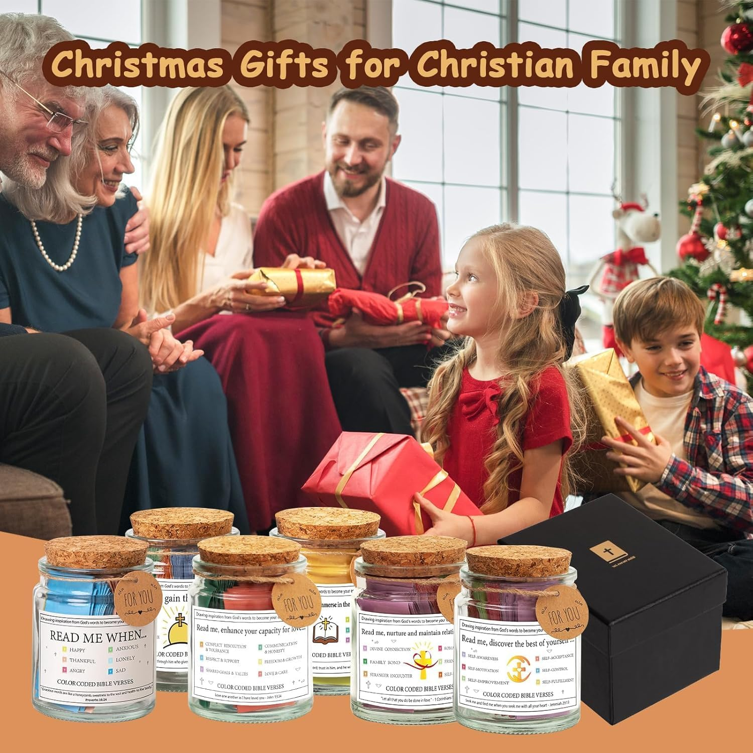 Bible Verse Jar,Read Me When Bible Verses Jar for Emotions and Feelings,Scripture Prayer Cards Hope Jar,Religious Graduation Gift,Bible Study Church Christian Gifts for Women Men Mom Dad Friend image number 2