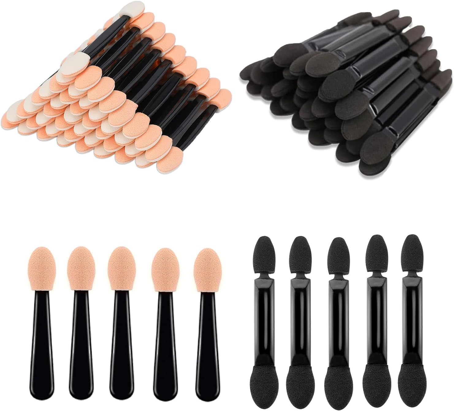 Alriedy Eyeshadow Applicator & Brush Set, 5.5 Cm Double Head Eyeshadow Brush, Double-Sided Eyeshadow Sponge Makeup Applicator, Travel and Studio, Eyeshadow Applicator with Latex Sponge, Pack of 100 image number 3