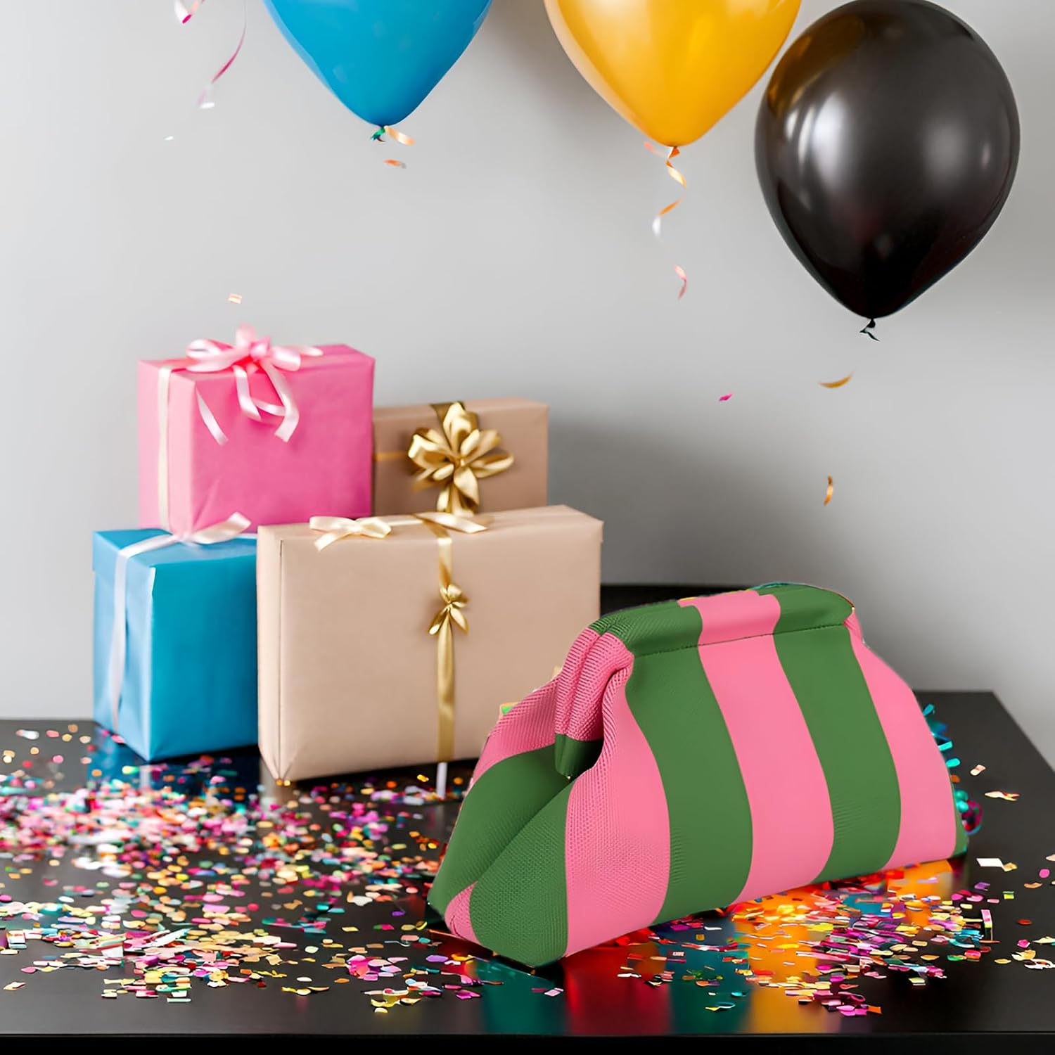 Colorful Woven Dumpling Bag for Women - Striped Crochet Evening Clutch Purse for Summer Beach Outings image number 2